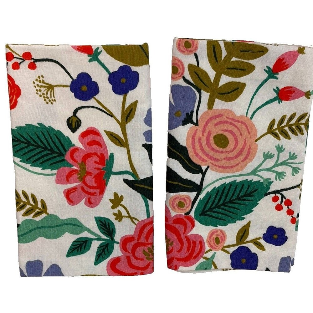 Set of 2 Rifle Paper Co “Floral Vines” Tea Towels Measure W 28” x L 21” ea New